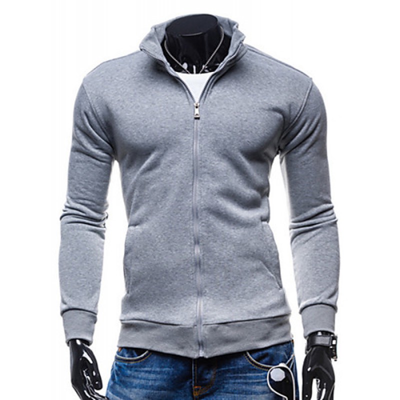 Men's Long Sleeve Hoodie & Sweatshirt,Cotton Solid