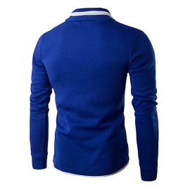 Men's Solid Casual / Sport Hoodie & Sweatshirt,Cotton Long Sleeve Black / Blue