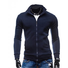 Men's Going out / Casual/Daily / Sports Simple / Street chic / Active Regular Hoodies,Solid Blue / Black / Brown / Gray Hooded Long Sleeve