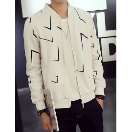 Men's Fashion Irregular Shaped Printing Slim Fit Casual Sport Cardigan Sweatshirt; Casual/Plus Size/Sport