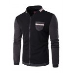 Men's Casual/Daily / Sports Hoodie Jacket,Color Block Stand Micro-elastic Cotton / Polyester Long Sleeve Fall / Winter  