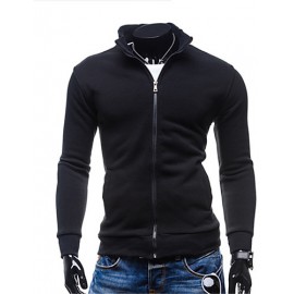 Men's Going out / Casual/Daily / Sports Simple / Street chic / Active Regular Hoodies,Solid Blue / Black / Brown / Gray Hooded Long Sleeve