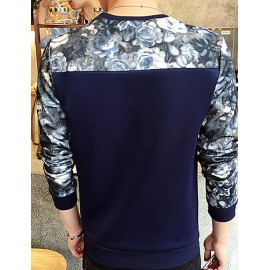 Men's Print / Color Block Casual / Plus Size SweatshirtPolyester Long Sleeve Black / Blue / White