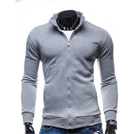 Men's Going out / Casual/Daily / Sports Simple / Street chic / Active Regular Hoodies,Solid Blue / Black / Brown / Gray Hooded Long Sleeve