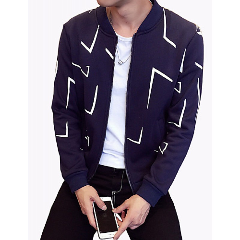 Men's Fashion Irregular Shaped Printing Slim Fit Casual Sport Cardigan Sweatshirt; Casual/Plus Size/Sport