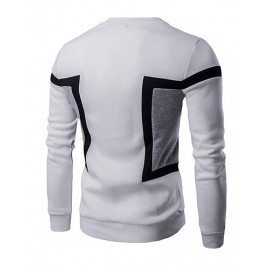 Men's Casual/Daily / Sports Simple / Active Regular Hoodies,Color Block Blue / White / Black Round Neck Long Sleeve Cotton Spring / Fall