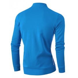 Men's Casual/Daily / Sports Sweatshirt,Striped Stand Micro-elastic Cotton / Polyester Long Sleeve Fall / Winter