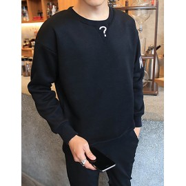 Men's Solid Casual / Plus Sizes Sweatshirt,Cotton Long Sleeve Black / Green / Yellow JC-Y11