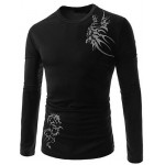 Men's Longfeng tattoo printing breathable leisure long-sleeved fleece