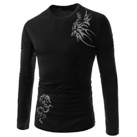 Men's Longfeng tattoo printing breathable leisure long-sleeved fleece