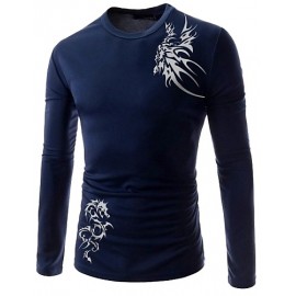 Men's Longfeng tattoo printing breathable leisure long-sleeved fleece