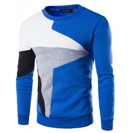 Men's Fashion Slim Stitching Pullover Sweatshirt,Cotton / Polyester Patchwork