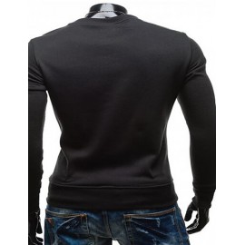 Men's Going out / Sports / Holiday Sexy / Cute / Chinoiserie Regular Hoodies,Solid Black Round Neck Long Sleeve Cotton All Seasons Medium