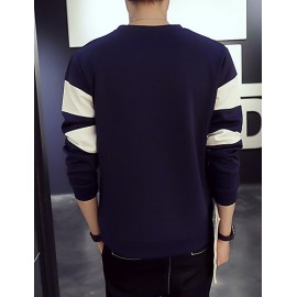 Men's Color Block Casual / Sport Hoodie & Sweatshirt,Cotton Long Sleeve Black / Blue / White