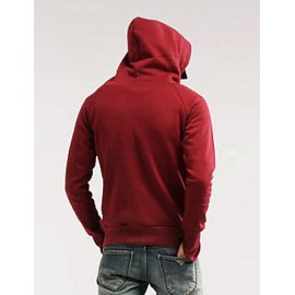 Men's Long Sleeve Hoodie & Sweatshirt,Cotton / Polyester Solid