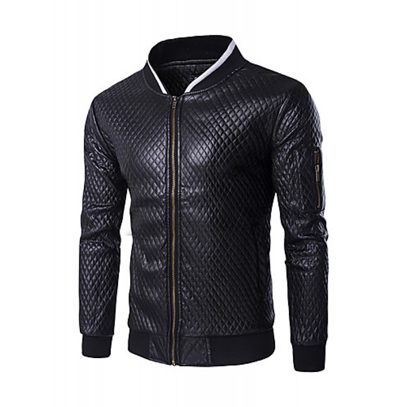 Men's Long Sleeve Casual Jacket,Cotton Solid Black