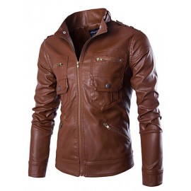 Men's Casual Long Sleeve Regular Jacket (Calfskin)