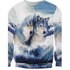 New Fashion Men Wolf Printed Pullover Long Sleeve 3d Sweatshirt