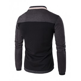 Men's Casual/Daily / Sports Hoodie Jacket,Color Block Stand Micro-elastic Cotton / Polyester Long Sleeve Fall / Winter  