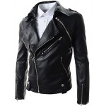 Men's Slim Detachable Sleeve Leather Jacket , Lined