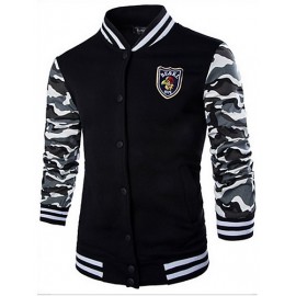 Men's Sports Hoodie Jacket,Solid Stand Micro-elastic Cotton Long Sleeve Fall / Winter  