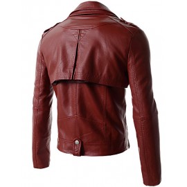 Men's Slim Detachable Sleeve Leather Jacket , Lined