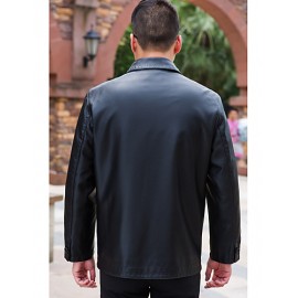 Men's Long Sleeve Casual Jacket,Polyester Solid Black