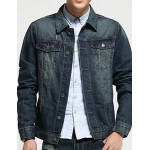 Men's Long Sleeve Casual Jacket,Cotton Print Blue