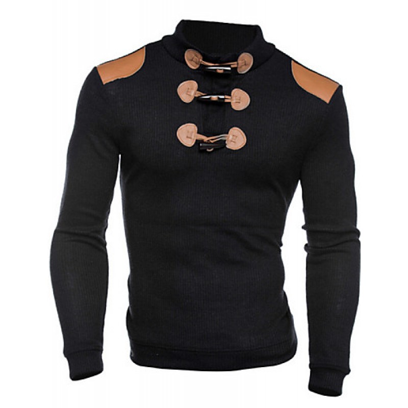 Men's Long Sleeve Hoodie & Sweatshirt,Cotton Color Block