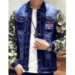 Men's Lapel Print Casual Denim Jacket