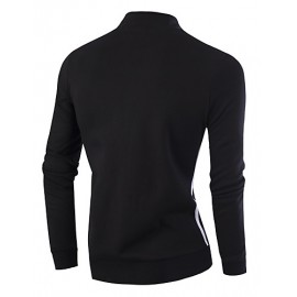 Men's Casual/Daily / Sports Sweatshirt,Striped Stand Micro-elastic Cotton / Polyester Long Sleeve Fall / Winter