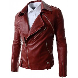 Men's Slim Detachable Sleeve Leather Jacket , Lined