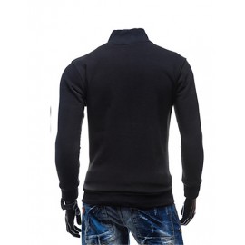 Men's Going out / Casual/Daily / Sports Simple / Street chic / Active Regular Hoodies,Solid Blue / Black / Brown / Gray Hooded Long Sleeve