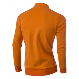 Men's Casual/Daily / Sports Sweatshirt,Striped Stand Micro-elastic Cotton / Polyester Long Sleeve Fall / Winter