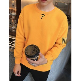 Men's Solid Casual / Plus Sizes Sweatshirt,Cotton Long Sleeve Black / Green / Yellow JC-Y11