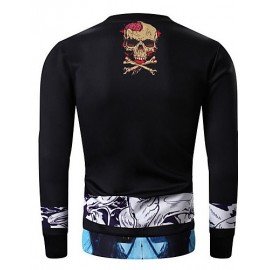 Men's Print Casual / Sport SweatshirtCotton Long Sleeve Black