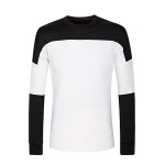 Men's Couple Cotton CasualBlack And White Stitching Long Sleeve Round Neck Sweatshirt Pullover