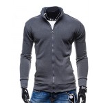 Men's Going out / Casual/Daily / Sports Simple / Street chic / Active Regular Hoodies,Solid Blue / Black / Brown / Gray Hooded Long Sleeve