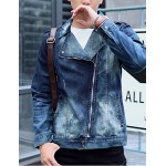 Men's Long Sleeve Casual Jacket,Cotton Solid Blue