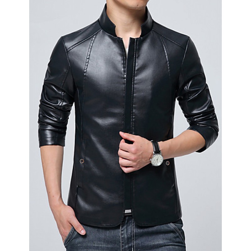 In the spring of 2016 new Korean men short Pu youth slim leather collar jacket Motorcycle Leather Men