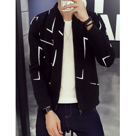 Men's Fashion Irregular Shaped Printing Slim Fit Casual Sport Cardigan Sweatshirt; Casual/Plus Size/Sport