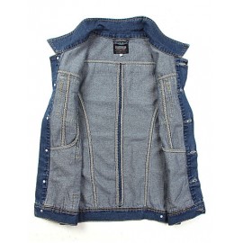 Men's Fashion Casual Solid Blue Sleeveless Jacket, Regular Denim / Jean WearFashion Blue Color All Seasons Men's Fashion Wear