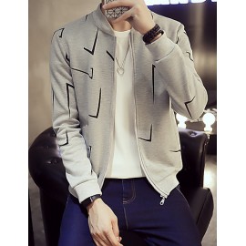 Men's Fashion Irregular Shaped Printing Slim Fit Casual Sport Cardigan Sweatshirt; Casual/Plus Size/Sport