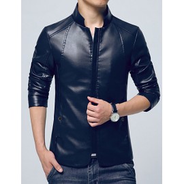 In the spring of 2016 new Korean men short Pu youth slim leather collar jacket Motorcycle Leather Men