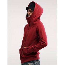 Men's Long Sleeve Hoodie & Sweatshirt,Cotton / Polyester Solid