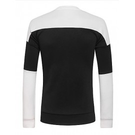 Men's Couple Cotton CasualBlack And White Stitching Long Sleeve Round Neck Sweatshirt Pullover