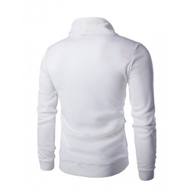 Men's Solid Casual / Sport Hoodie & Sweatshirt,Cotton Long Sleeve Black / White