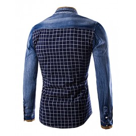 Men's Pure Long Sleeve Top , Cotton / Denim Casual