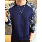 Men's Print / Color Block Casual / Plus Size SweatshirtPolyester Long Sleeve Black / Blue / White