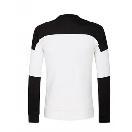 Men's Couple Cotton CasualBlack And White Stitching Long Sleeve Round Neck Sweatshirt Pullover